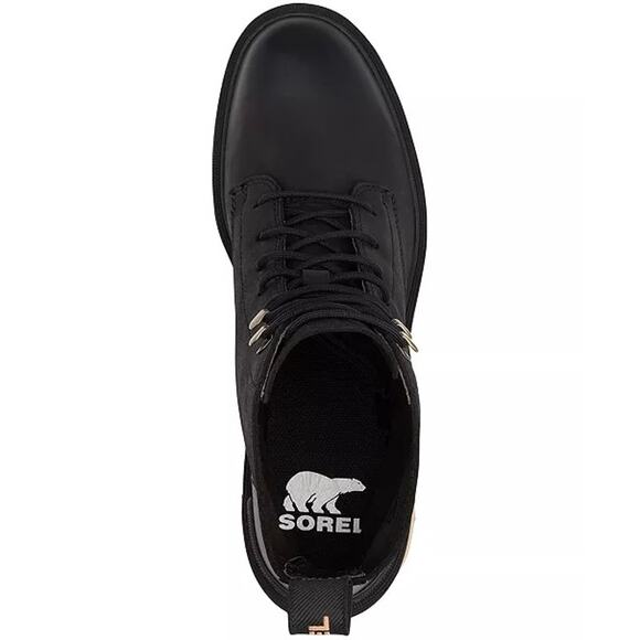 NEVER WORN Sorel Hi-Line Heel Lace Boots Black 7.5 Lug Sole Platform Chunky Heel - Picture 5 of 7